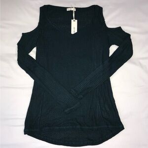 Dark Green Cold Shoulder Long Sleeve